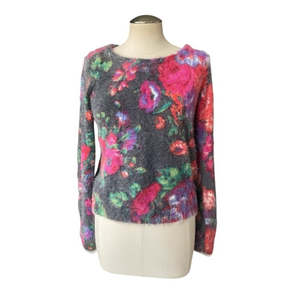 Sweaters - Meadow Rue Anthropologie Floral Fuzzy Sweater S